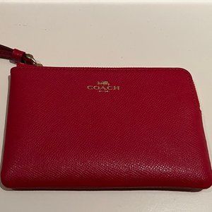 Coach Red Corner Zip Wristlet